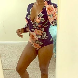 Flower print bodysuit